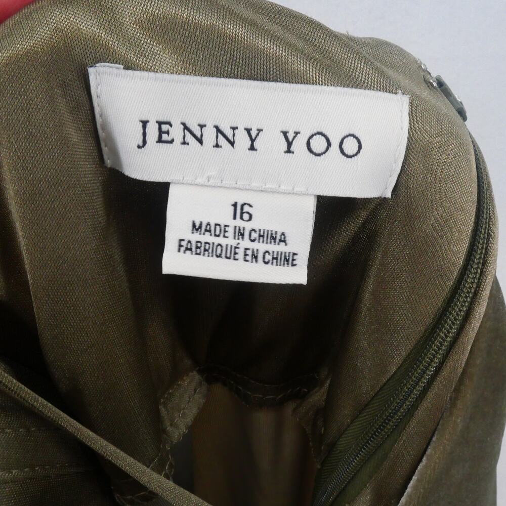 NEW Jenny Yoo women's 10 Quinn Velvet Velour Long Maxi Dress Slit Sage Green - Picture 10 of 11